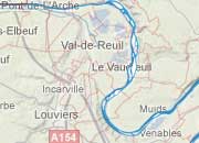 Voici la Seine telle qu'on la connaît, à sont niveau normal, sur la boucle qui couvre Pont de l'Arche, Poses Val de Reuil, Portejoie, Tournedos Saint-Pierre du Vauvray... Cliquez pour agrandir